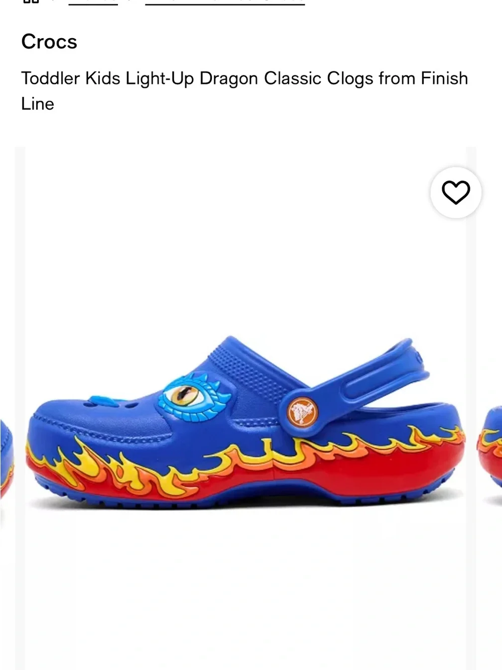 Crocs Kids Light-Up Dragon Classic Clog - Blue with Red/Yellow Flames, Sz 7